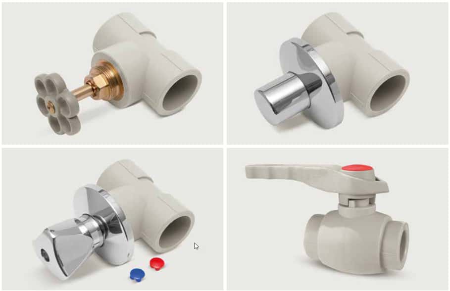 KAN-therm – Systém PP – Spoje a prepojenia so záslepkami a guľovými ventilmi.